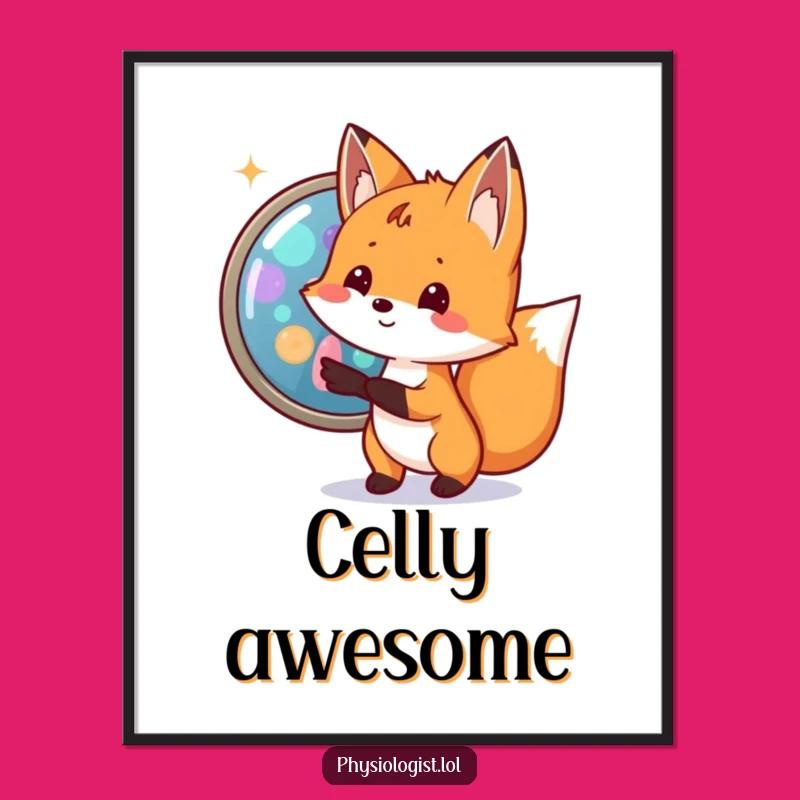 Funny Fox Biologist Poster: Cell Art for Humorous Science Wall Decor