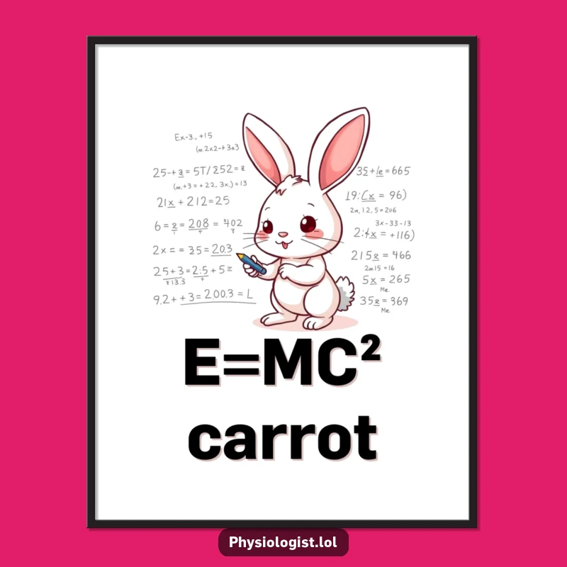 Funny Bunny Genius Poster - Whimsical Math Equations Art