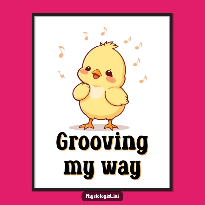 Funny Chick Music Poster: Tiny Chick Bobbing Head Wall Art Funny Gift