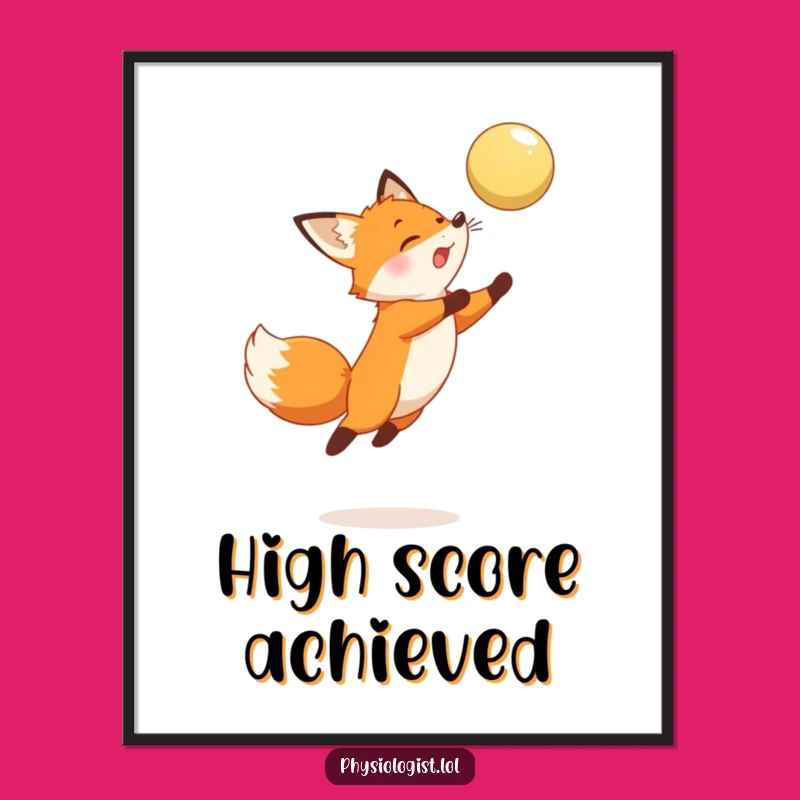 Funny Fox Leaping Poster: Vibrant Wall Art & Hilarious Gift for Decor