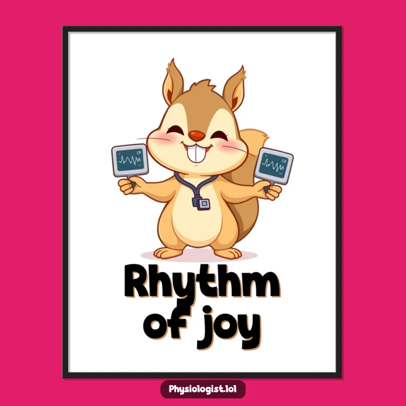 Funny Squirrel EKG Poster: Lively Wall Art Gift