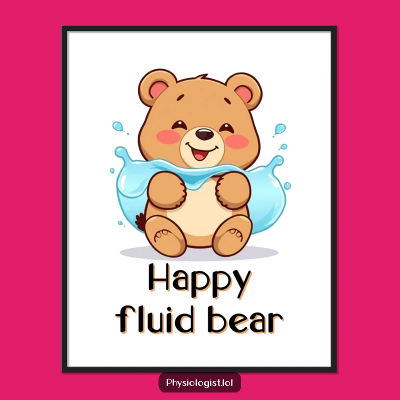 Funny Bear Fluid Balance Poster: Jiggling Art for Humorous Science Decor