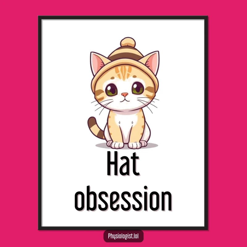 Funny Cat Hat Poster - Whimsical Feline Wall Art & Gift