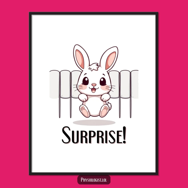 Funny Rabbit Art Print: Hilarious Peeking Bunny Wall Decor Gift