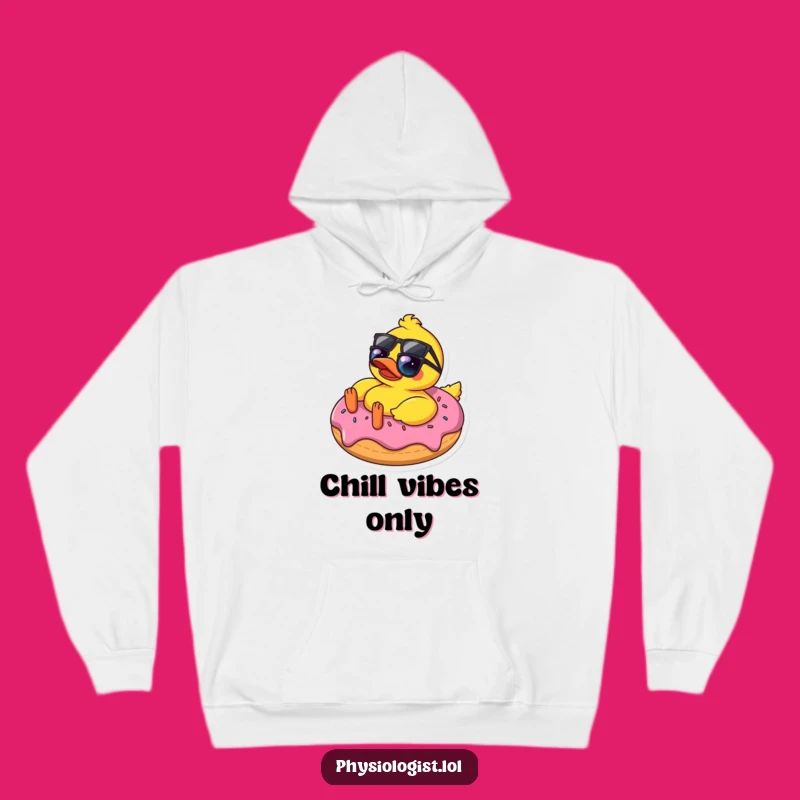 Funny Sunglasses Duck Lounging on Donut Hoodie - Cozy Comical Gift for Duck Fans