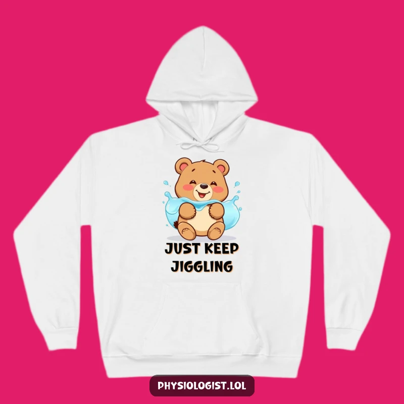 Cozy Funny Bear Fluid Balance Hoodie: Jiggling for Warm Hydration Humor