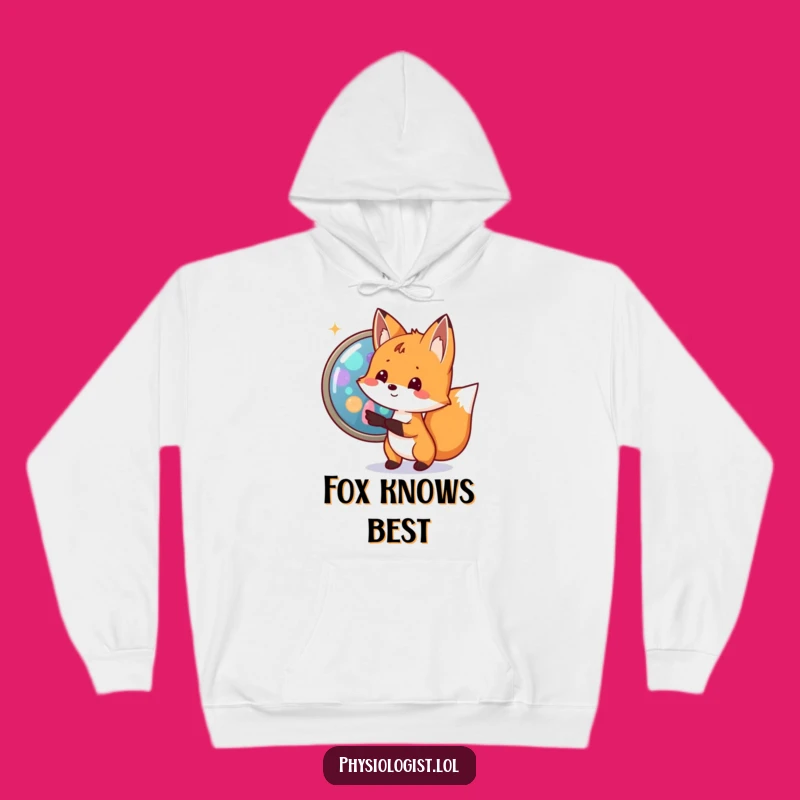 Cozy Funny Fox Biologist Hoodie: Cell Exploration for Warm Science Humor