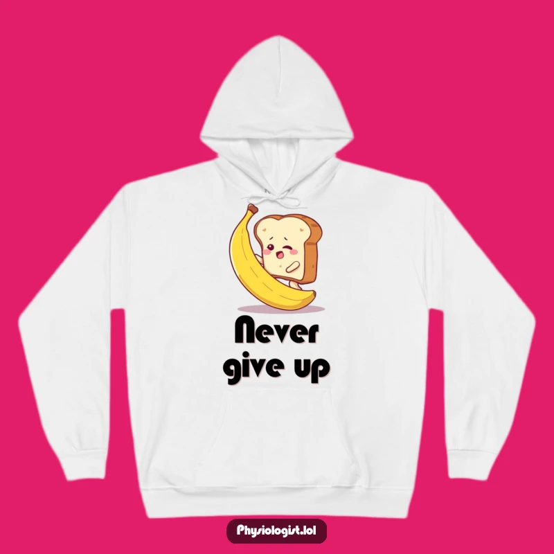 Funny Toast Climbing Banana Hoodie - Cozy Comical Gift for Determined Dreamers