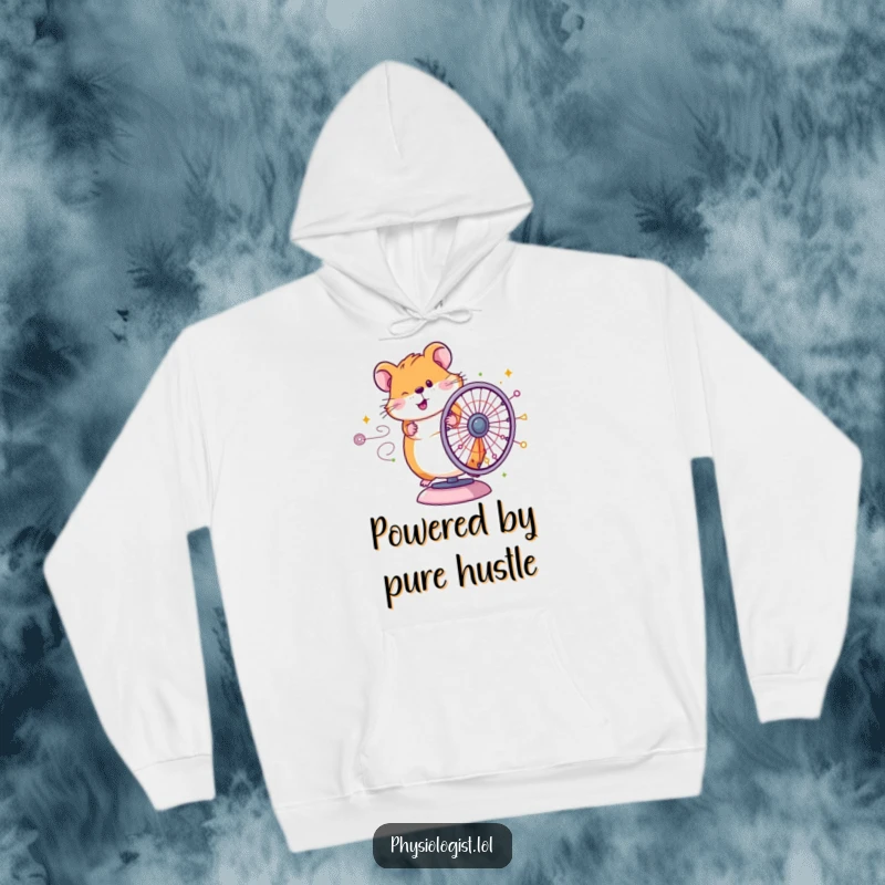 Funny Hamster Genius Hoodie: Soft hoodie with a happy hamster spinning a colorful diagram wheel, offering humorous warmth and style.