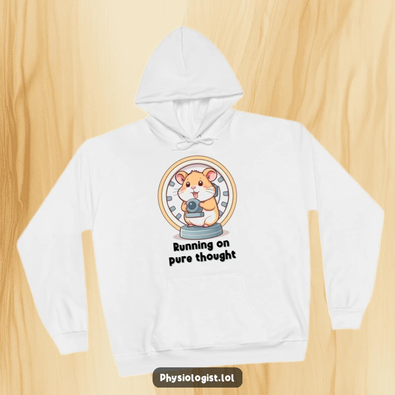 Funny brain scanner hamster hoodie, showing a hamster operating a complex brain scanner, offering cozy humor and intellectual vibes.