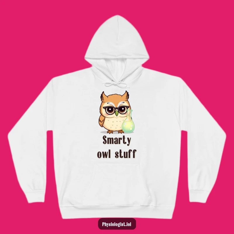 Cozy Funny Owl Scientist Hoodie: Tiny Glasses for Warm, Intelligent Humor