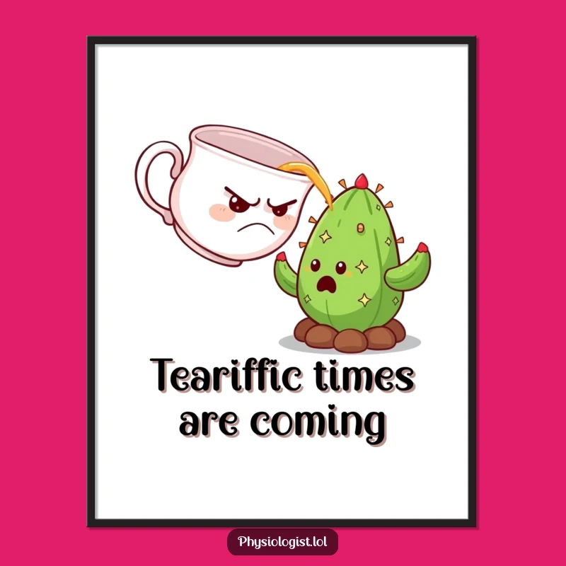 Funny Free Printable Wall Art: Grumpy Teacup Cactus DIY Downloadable Gift