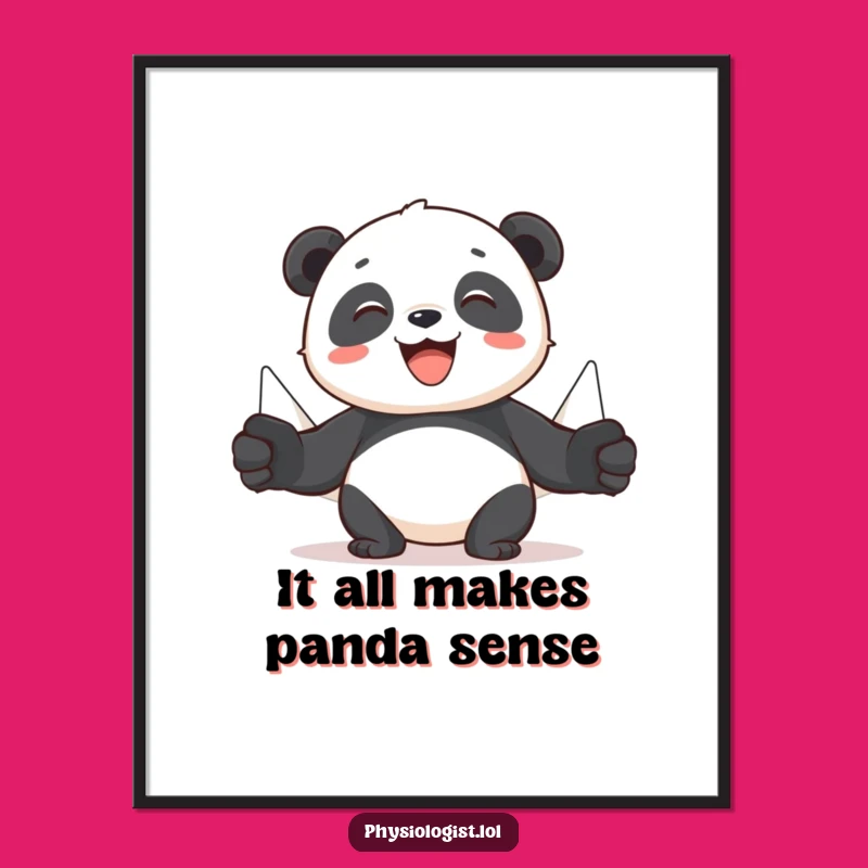 Funny Free Printable Wall Art: Panda Puppets Muscle Demo Humorous Downloadable Decor