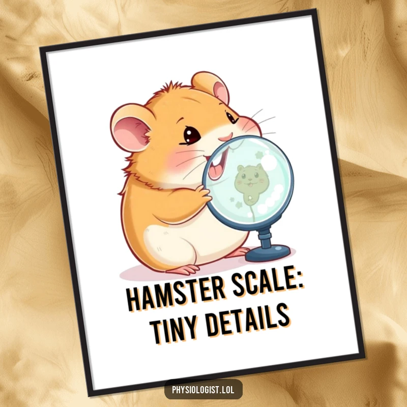 Funny Free Printable Wall Art: A happy hamster focused on a magnified image on a screen, cute and humorous downloadable art.