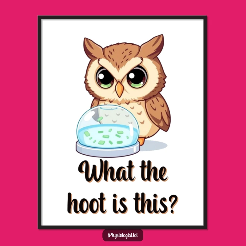 Funny Free Printable Wall Art: Curious Owl Petri Dish Humorous Downloadable Decor