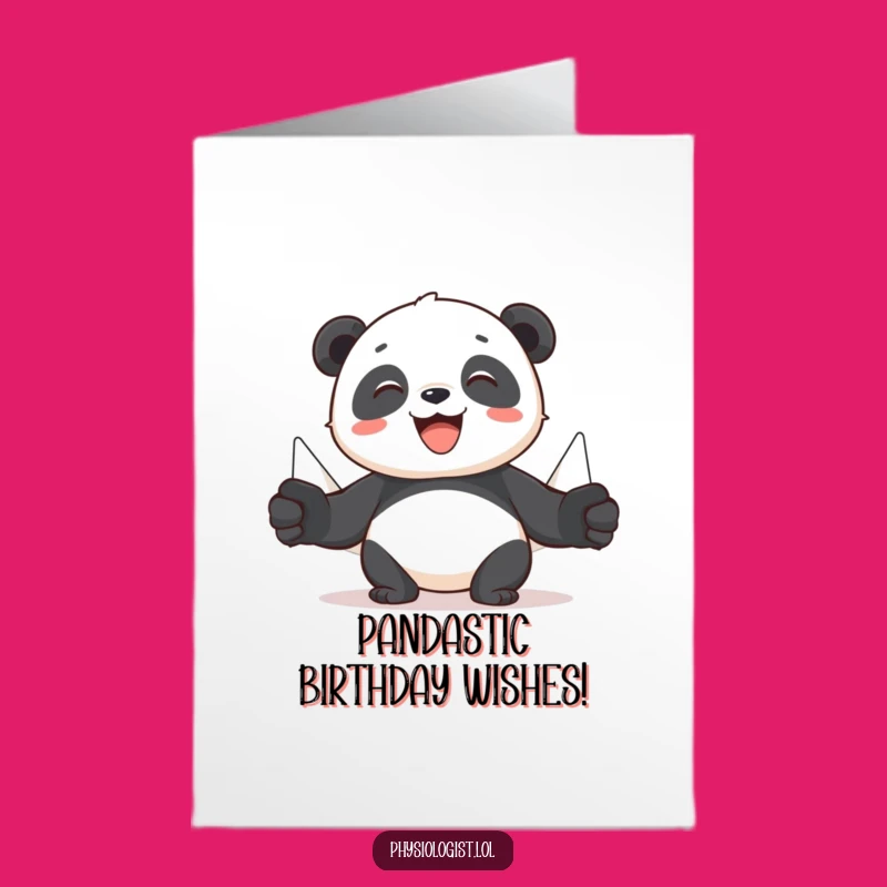 Free Printable Birthday Card: Panda Puppets Muscle Demo for a Fun Downloadable Gift