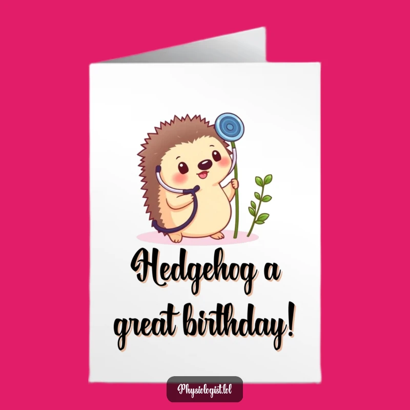Free Printable Funny Birthday Card: Hedgehog Doctor Plant, Hilarious Downloadable Gift