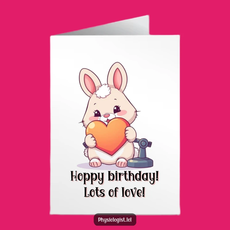 Free Printable Funny Birthday Card: Rabbit Heart Microscope, Hilarious Downloadable Gift