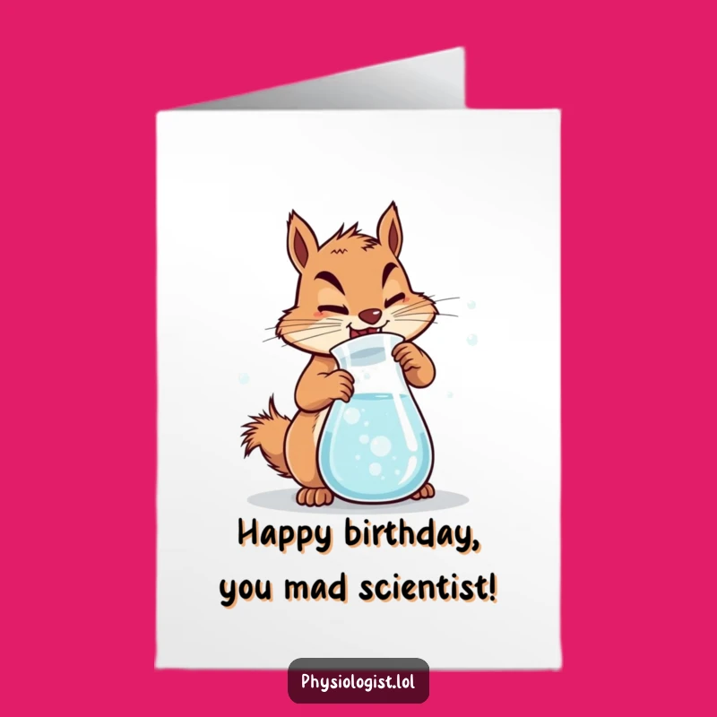 Free Printable Birthday Card: Energetic Squirrel Lab Humor, Downloadable Greeting Card for Zany Gifts
