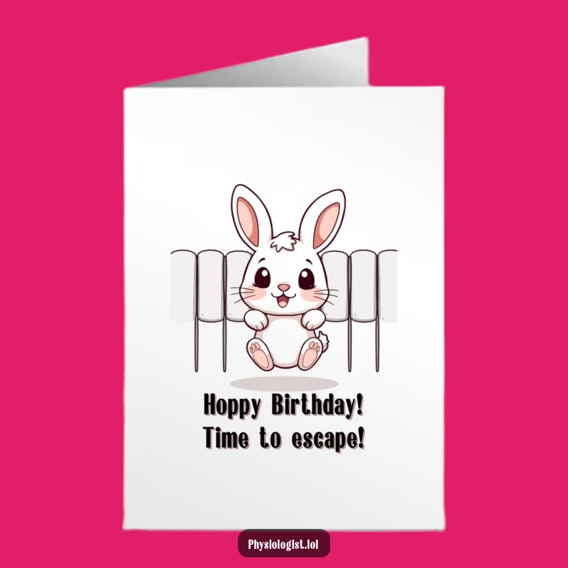 Funny Free Printable Birthday Card: Jumping Rabbit Hopping Into Fun - DIY Downloadable Gift