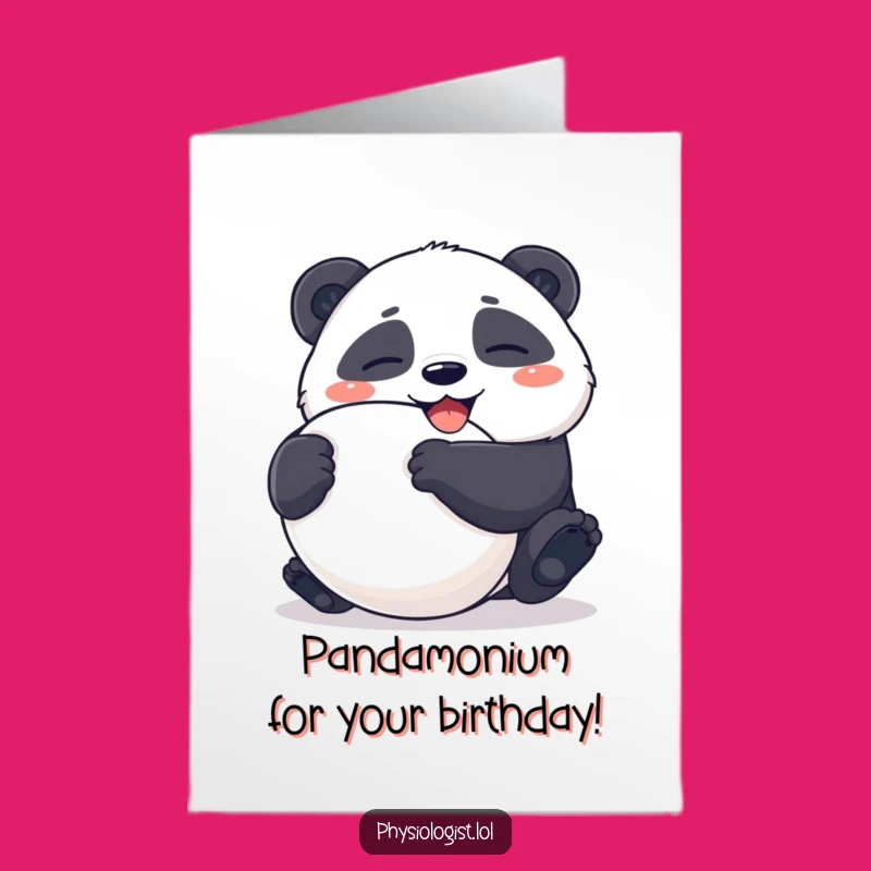 Free Printable Giggling Panda Birthday Card: Hilarious Stress Ball Humor Downloadable Gift