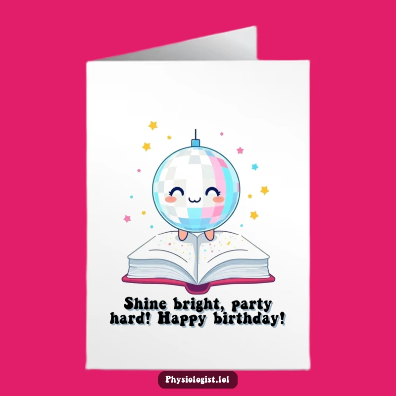 Free Printable Birthday Card: Disco Ball Glittery Book Wish Funny Digital Gift