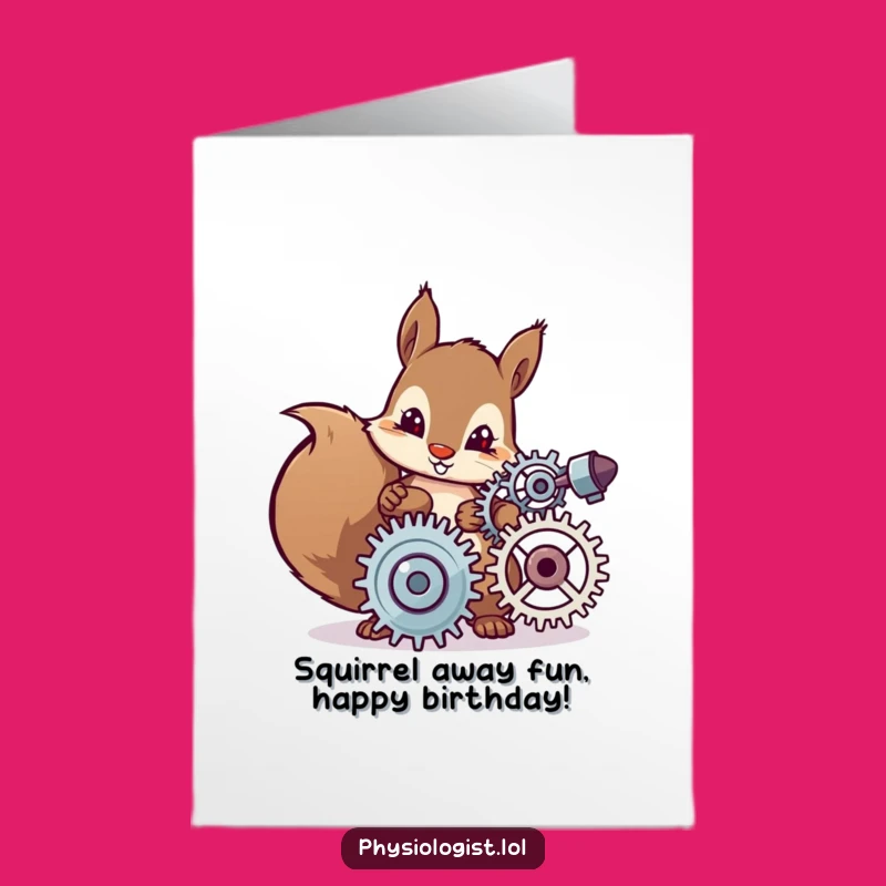 Free Printable Funny Birthday Card: Squirrel Engineer Downloadable Brainy Gift