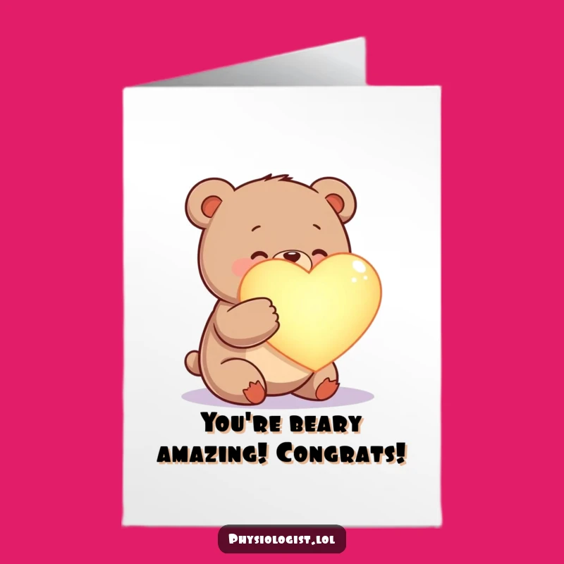Free Printable Congrats Card: Bear's Big Hearty Congratulations