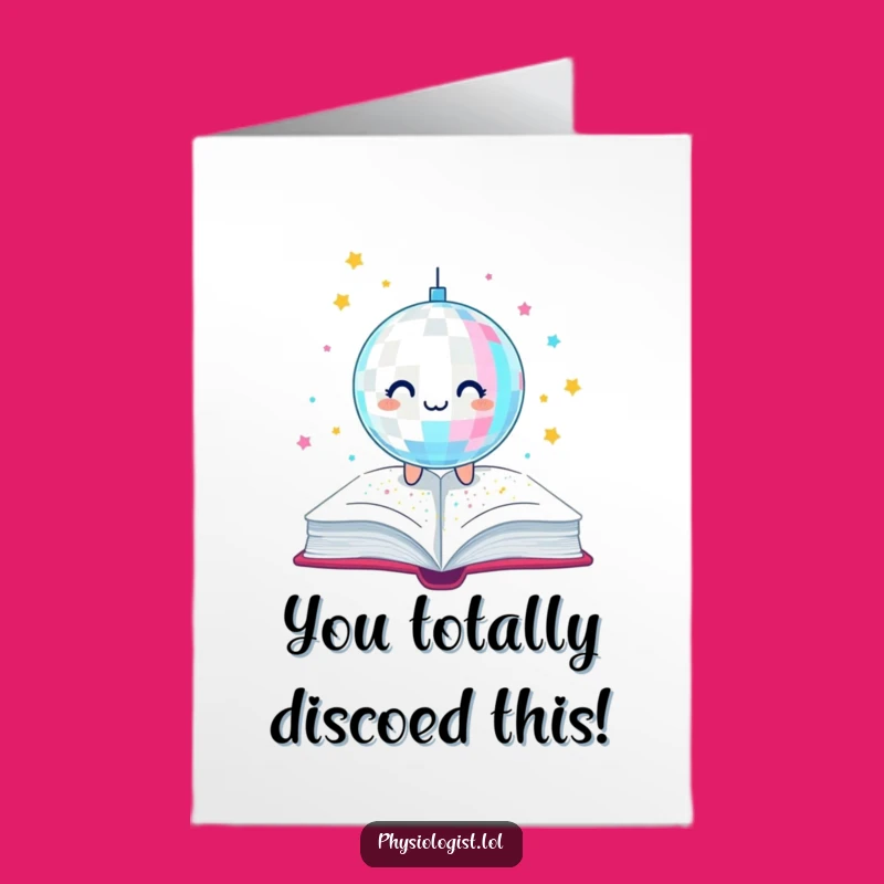 Free Printable Congrats Card: Disco Ball Glitter Book Celebration Funny Digital Gift