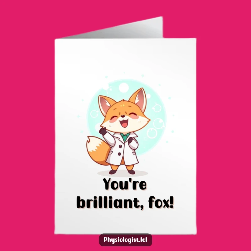 Free Printable Congrats Card: Fox Scientist & Cell - Funny Discovery Gift