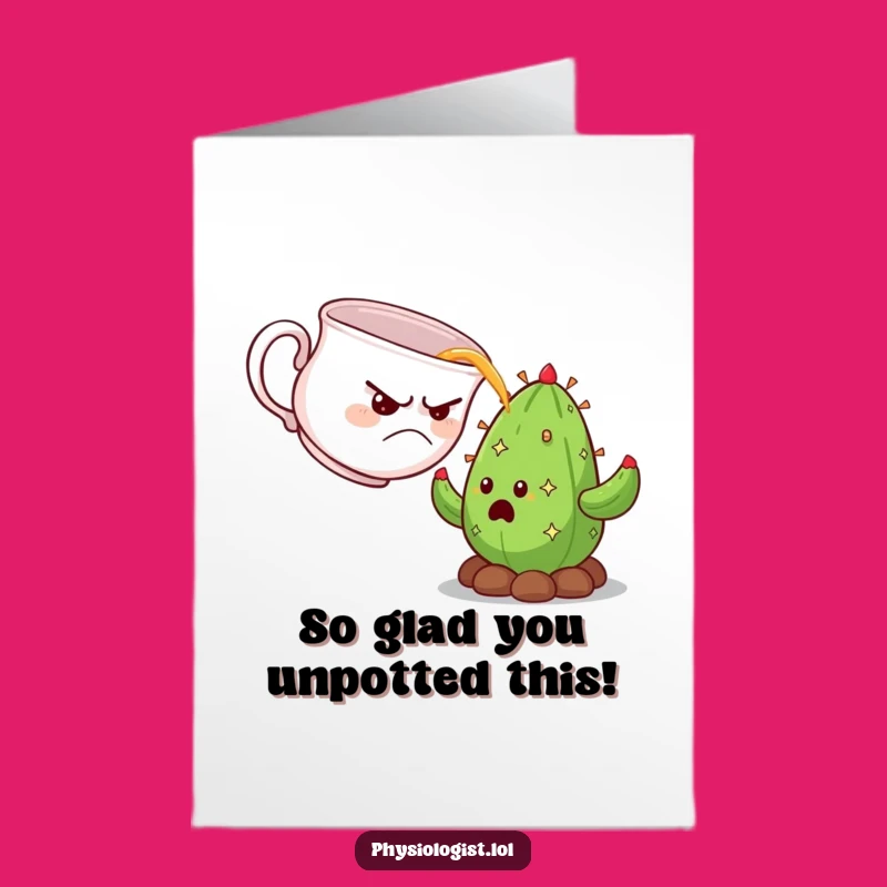 Free Printable Congrats Card: Grumpy Teacup Cactus Funny Downloadable Gift