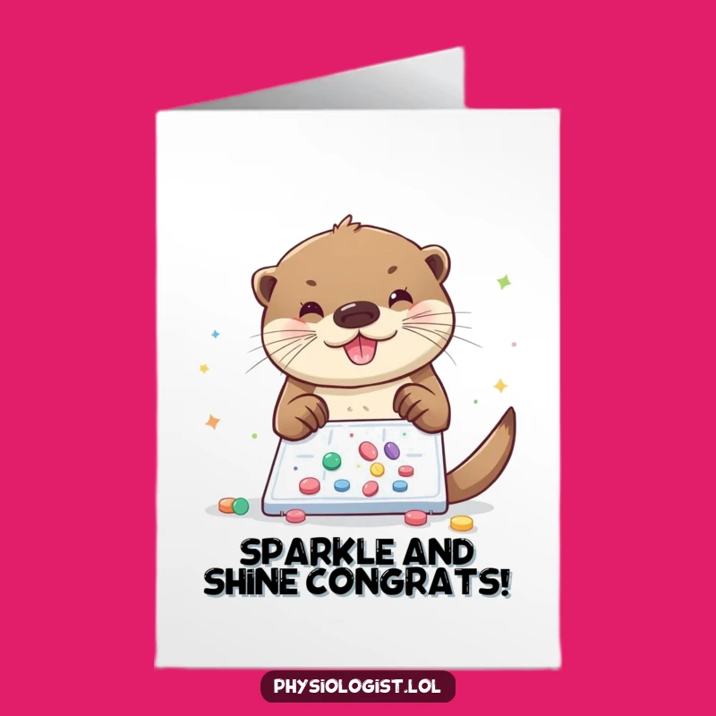 Free Printable Congrats Card: Otter Glittery Mix, Joyful Downloadable Celebration