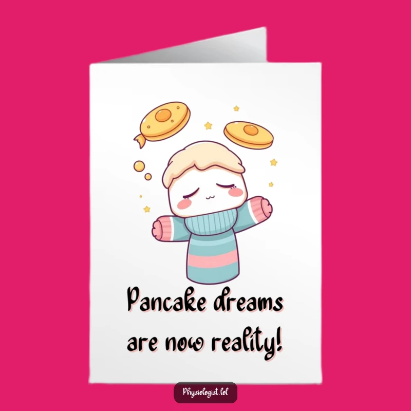 Free Printable Congrats Card: Sleepy Sock Puppet Flying Pancake Dream Funny Digital Gift