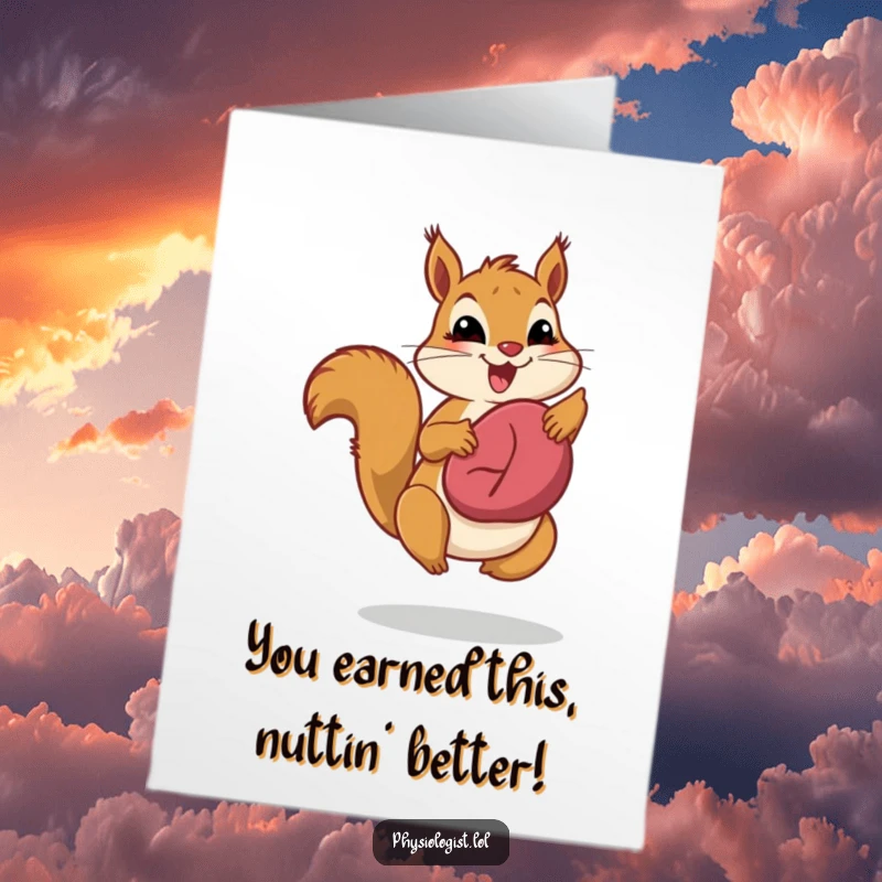 Funny Free Printable Congratulations Card: A leaping squirrel exuberantly displays its impressively healthy liver.
