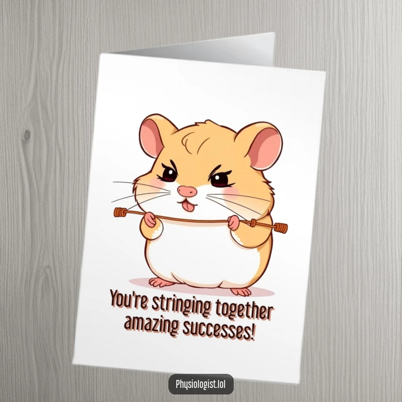 Funny Free Printable Hamster Musician Card: Focused hamster playing music, a humorous congratulations card for someone special.