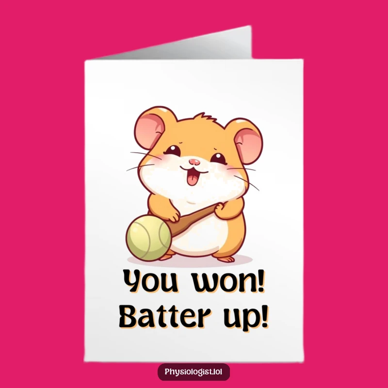 Free Printable Hamster Congrats Card: Paddle Ball Victory for a Funny Downloadable Gift