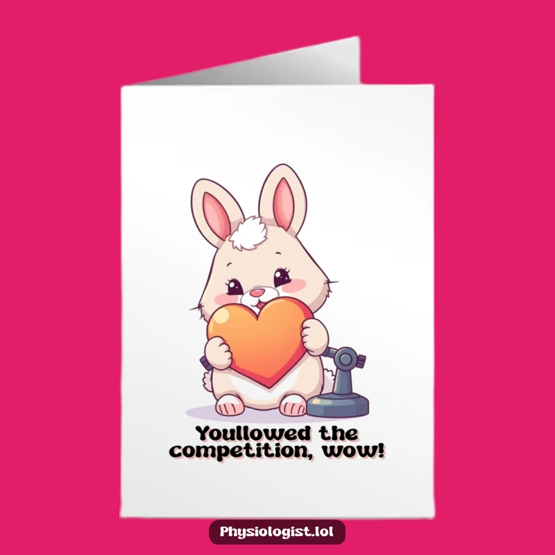 Free Printable Funny Congrats Card: Rabbit Heart Microscope, Hilarious Downloadable Gift