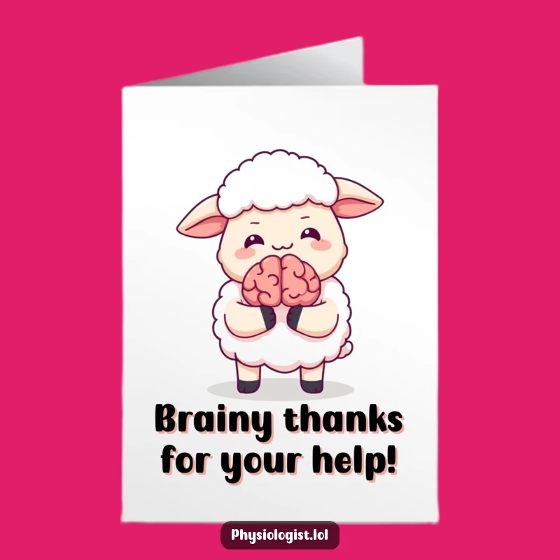 Free Printable Giggling Sheep Brain Thank You Card: Quirky Downloadable Gift