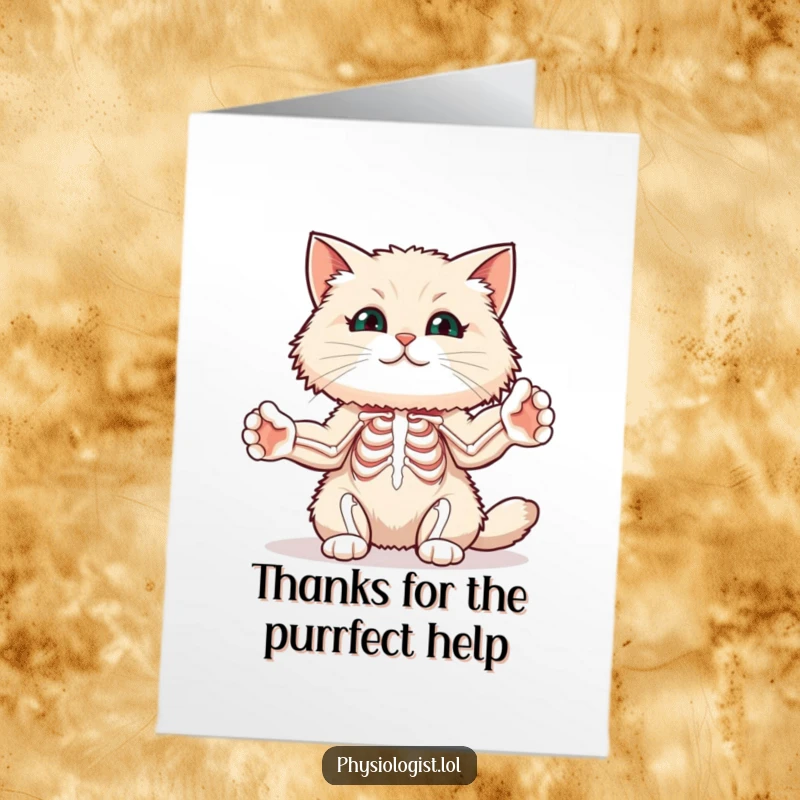 Funny Free Printable Cat Thank You Card: A relaxed cat stretches its front paws, illustrating flexibility.