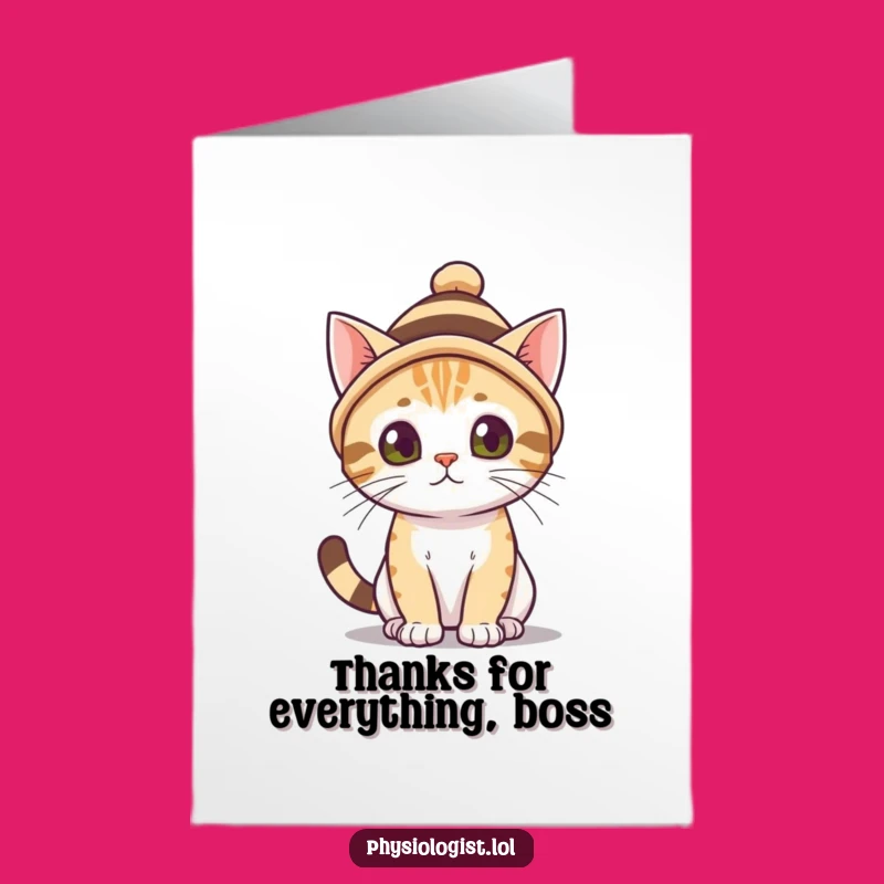 Free Printable Funny Cat Thank You Card, Striped Hat Feline Gratitude, Downloadable DIY Gift