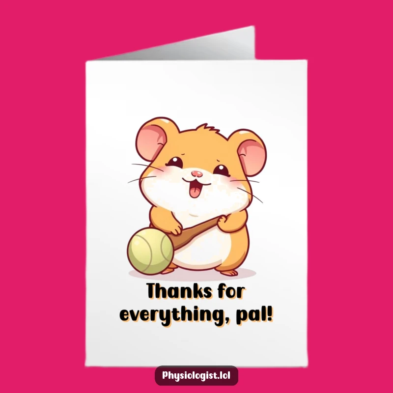 Free Printable Hamster Thank You Card: Paddle Ball Gratitude for a Cute Downloadable Gift