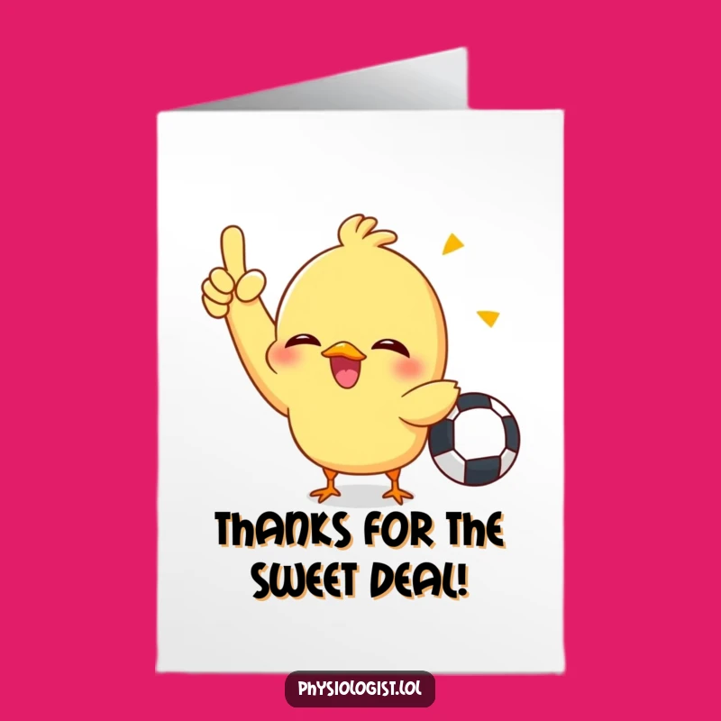 Free Printable Thank You Card: Giggling Chick's Penalty Praise - Humorous Download
