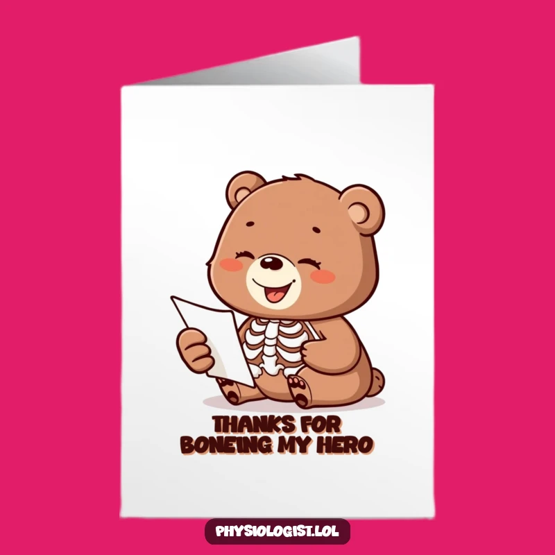 Free Printable Funny Thank You Card: Bear Cub Skeleton Appreciation Downloadable