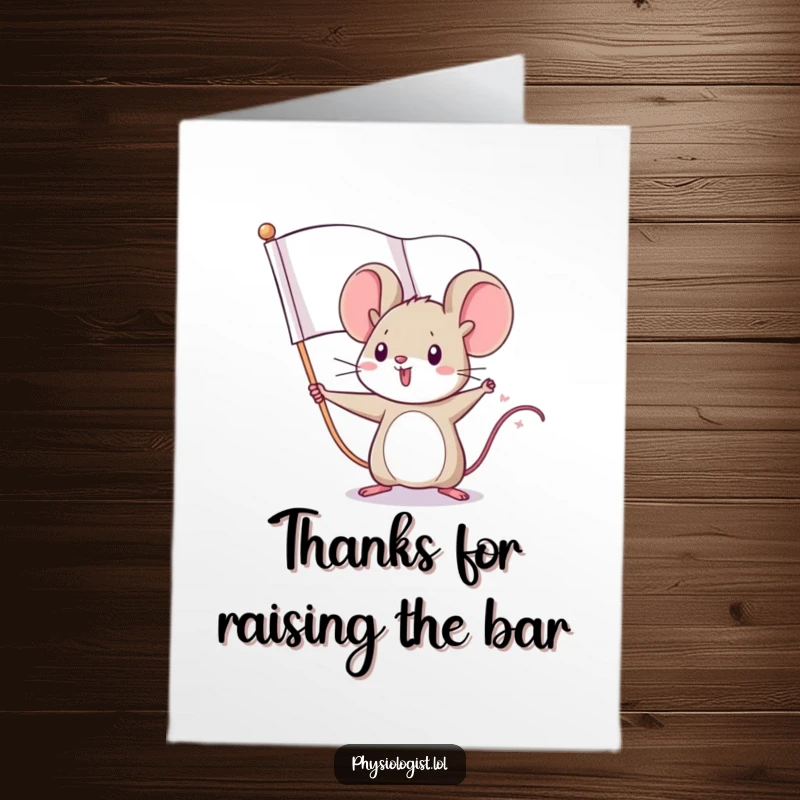 Funny Free Printable Thank You Card: Mouse waving a big flag, determined spirit, perfect for DIY thank you cards.