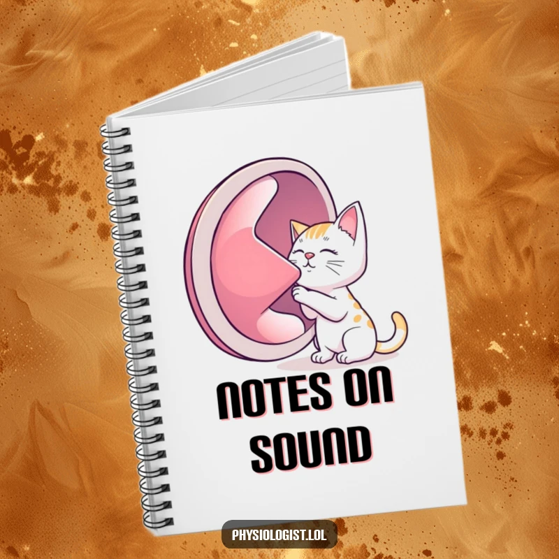 Funny notebook, a cat intently listening to a giant lung, for jotting down humorous ideas and notes.