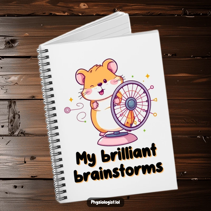 Funny Hamster Diagram Notebook: Cover features a happy hamster spinning a colorful diagram wheel, ideal for jotting notes with a humorous twist.