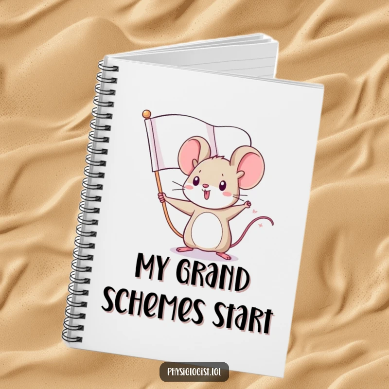 Funny mouse flag notebook cover with a tiny mouse bravely waving a large flag, ideal for journaling with bold humor.