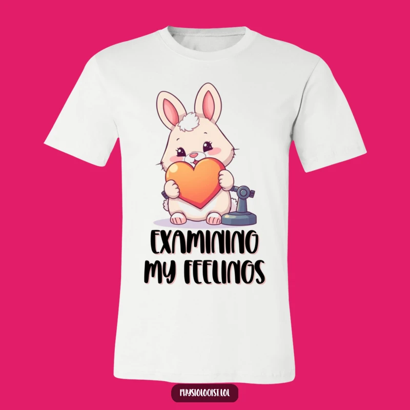 Funny Rabbit Heart Science T-Shirt - Comical Love Examination Tee