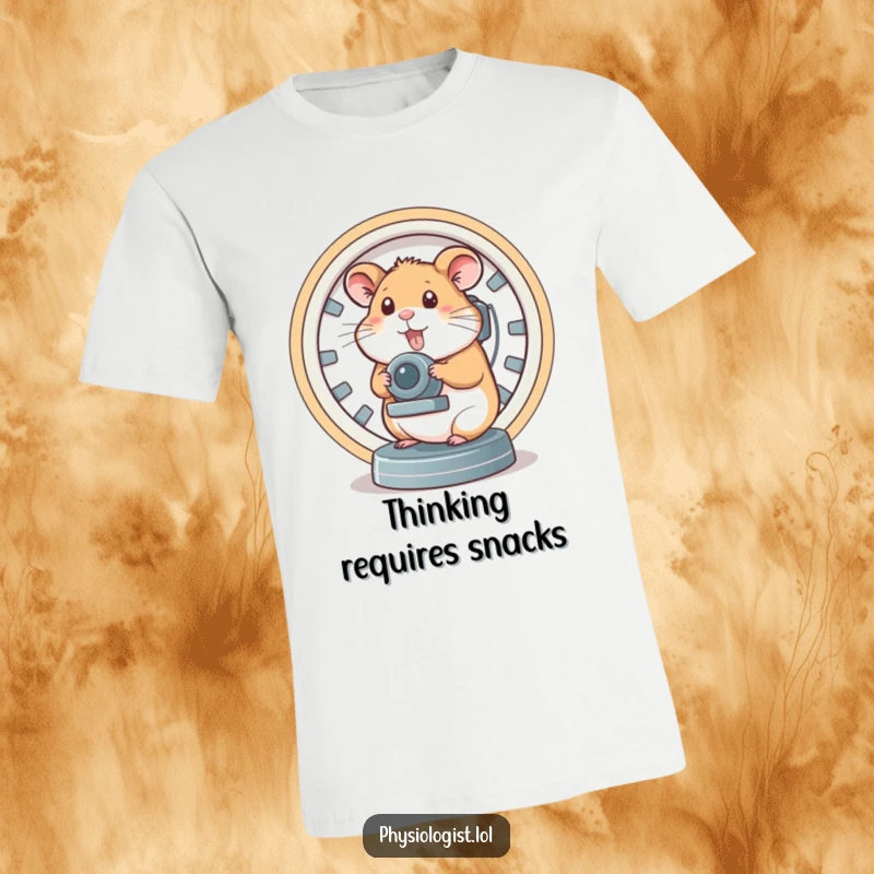 Funny brain scanner hamster t-shirt, depicting a hamster diligently operating a complex brain scanner with humorous focus.