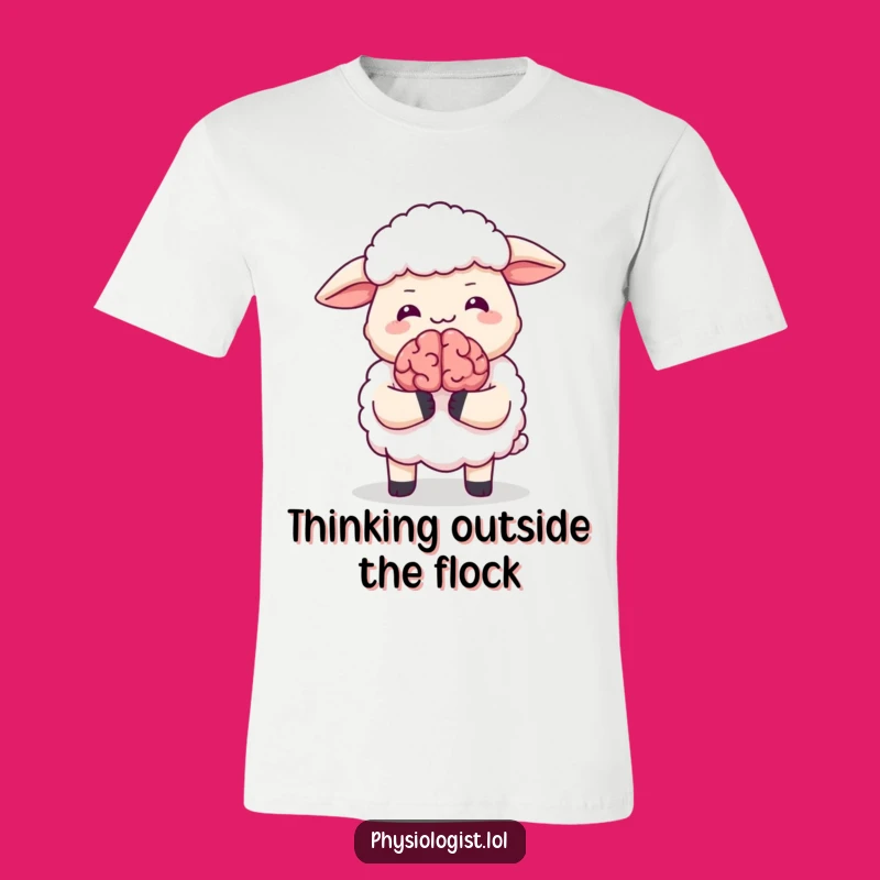 Funny Giggling Sheep with Brain T-Shirt - Comical Apparel for Laugh Lovers